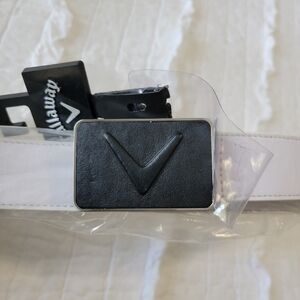 Callaway Golf Belt Genuine Leather White With Black Leather Buckle 44 NWT